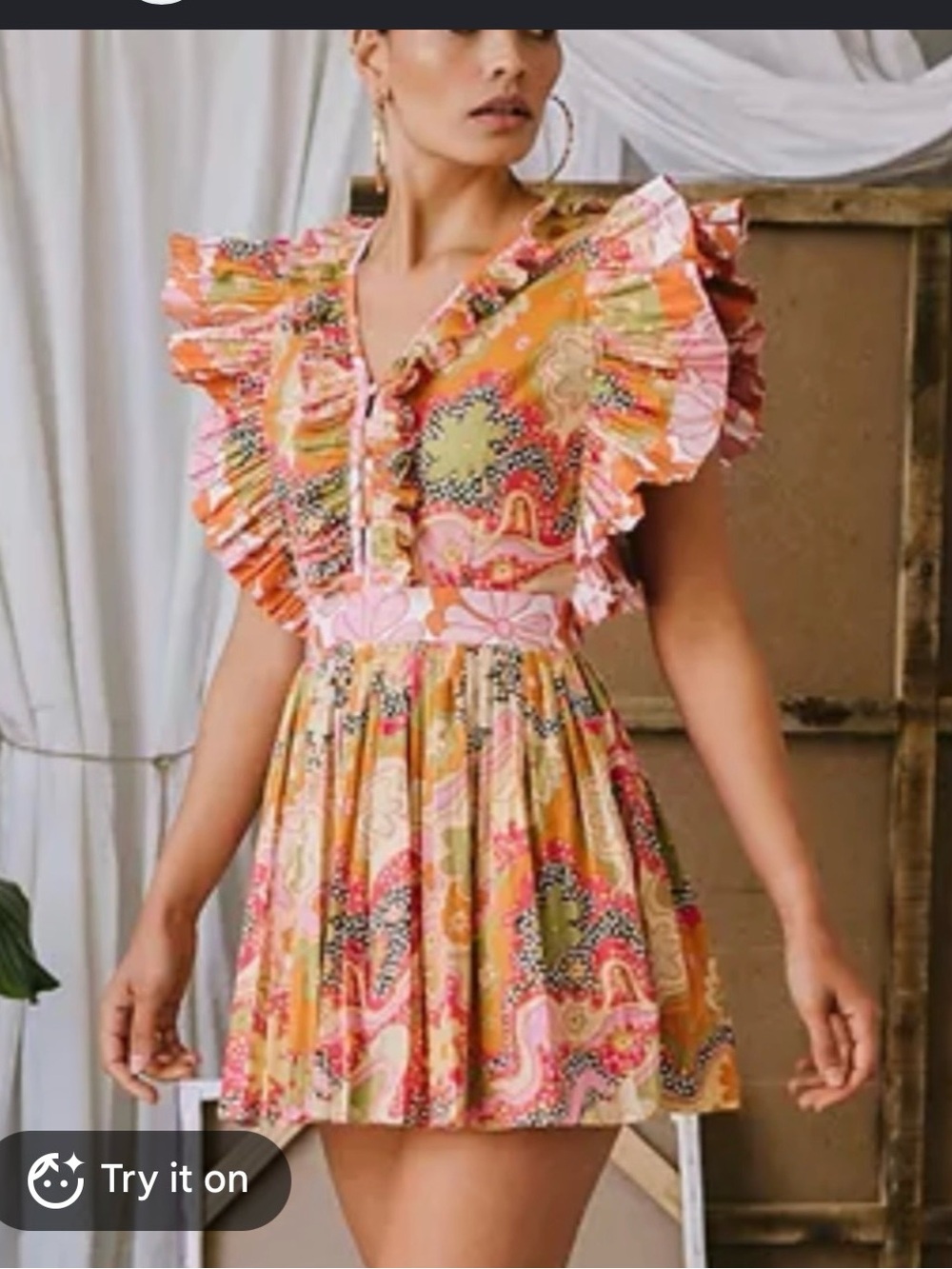 CeliaB floral lirio flutter sleeve floral mini dress